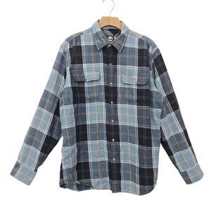 Timberland Flannel Shirt Mens Large Blue Plaid Long Sleeve Cotton Casual Preppy